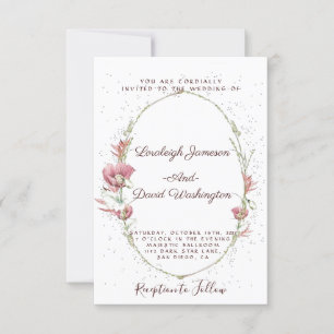 Invitación de boda de amapolas rosadas