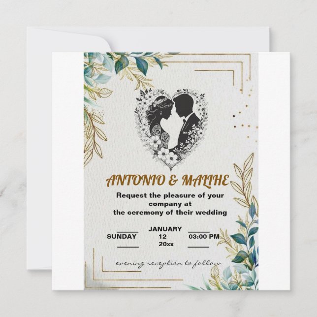invitación de boda de amor clásico (Anverso)