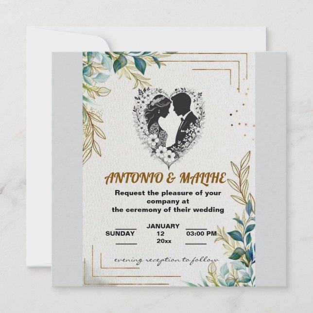 invitación de boda de amor clásico (Anverso)