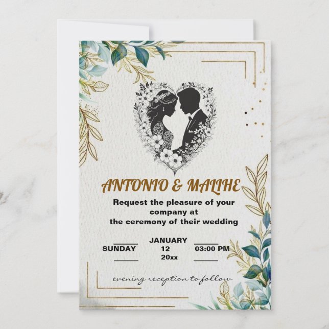invitación de boda de amor clásico (Anverso)