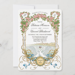 Invitación de boda de amor del Lago de los Cisnes