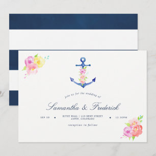 Invitación de boda de ancla con tema náutico de ac