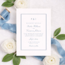 Invitación de boda de ancla monograma azul polvori