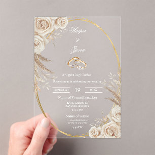 Invitación de boda de anillo oval Boho