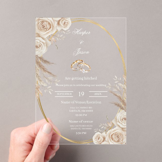Invitación de boda de anillo oval Boho (Insitu (portátil))
