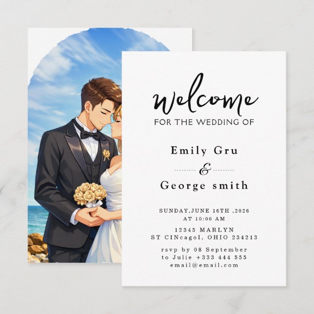 Invitación de Boda de Anime (Anverso / Reverso)