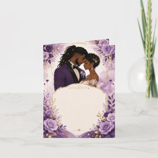 Invitación de boda de anime negro púrpura y dorado