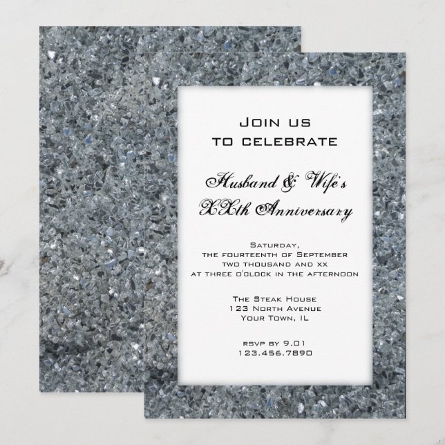 Invitación de boda de aniversario de fiesta Faux S (Anverso / Reverso)