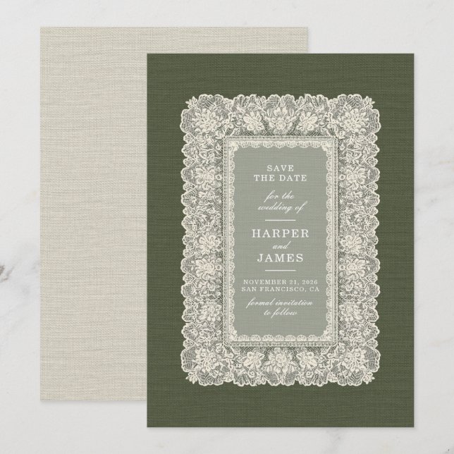 Invitación de boda de anuncio de fecha de delicada (Anverso / Reverso)