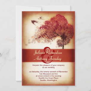 invitación de boda de árbol de corazones de amor -