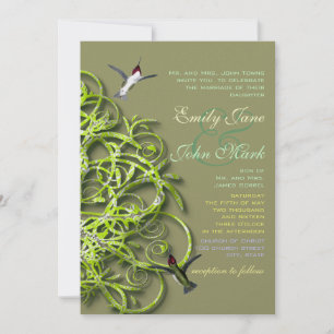 Invitación de boda de árbol de lima de colibríes