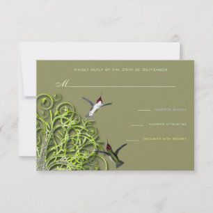 Invitación de boda de árbol de lima de colibríes