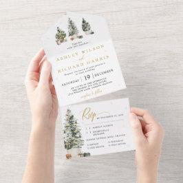 Invitación de boda de árbol de Navidad todo en uno