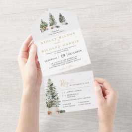 Invitación de boda de árbol de Navidad todo en uno