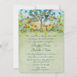 Invitación de boda de árbol de parejas románticas