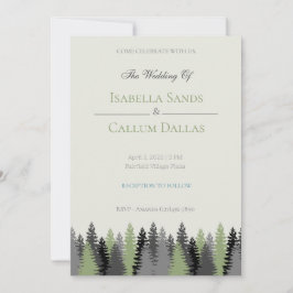 Invitación de boda de árbol de pino del bosque