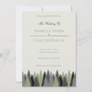 Invitación de boda de árbol de pino del bosque