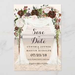 Invitación de boda de árbol en la playa para guard
