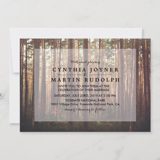 Invitación de boda de árbol rústico del bosque (Anverso)