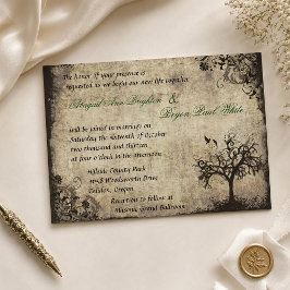 Invitación de boda de árbol vintage nueva vida