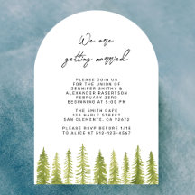 Invitación de boda de árboles acuarela