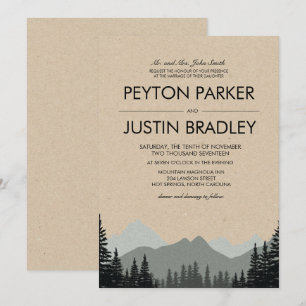 Invitación de boda de árboles de pino rústicos