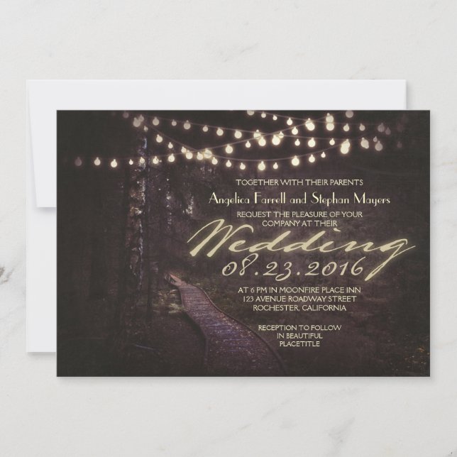 invitación de boda de árboles rústicos de cuerda d (Anverso)