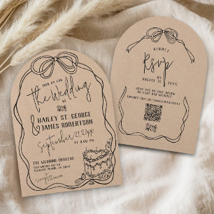 Invitación de Boda de Arco de Kraft Rústico Dibuja