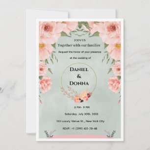 Invitación de boda de arco de oro de lujo
