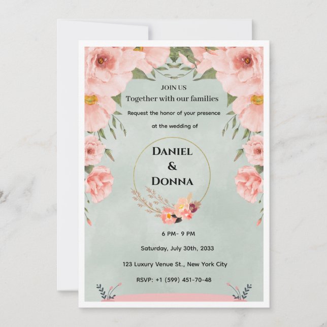 Invitación de boda de arco de oro de lujo (Anverso)