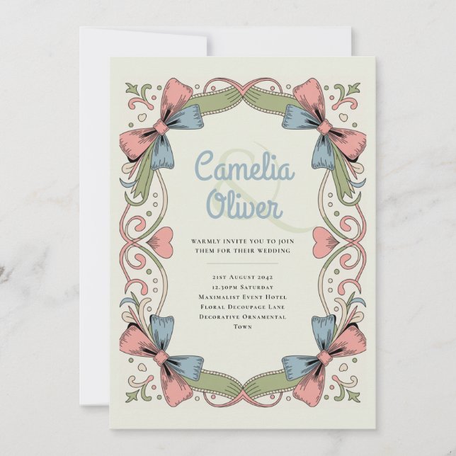 Invitación de Boda de Arco Iris Retro de los 50 Ro (Anverso)