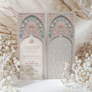 Invitación de boda de arco islámico con elegancia 