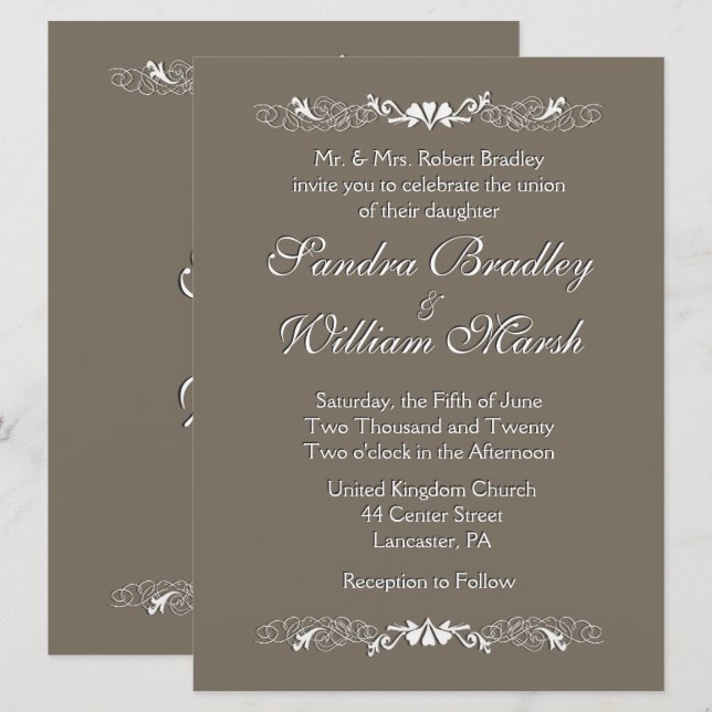 Invitación de boda de arenisca (Anverso / Reverso)