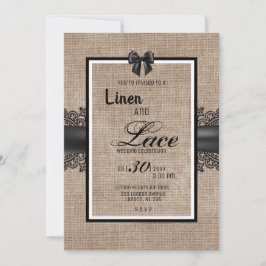 Invitación de boda de arpillera, lino y encaje