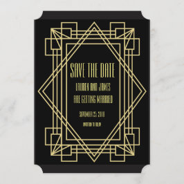 Invitación de boda de Art Deco para salvar la fech