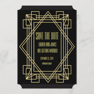 Invitación de boda de Art Deco para salvar la fech