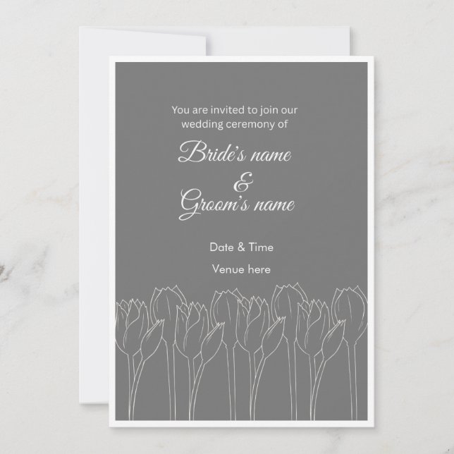 Invitación de boda de arte de línea de tulipán min (Anverso)