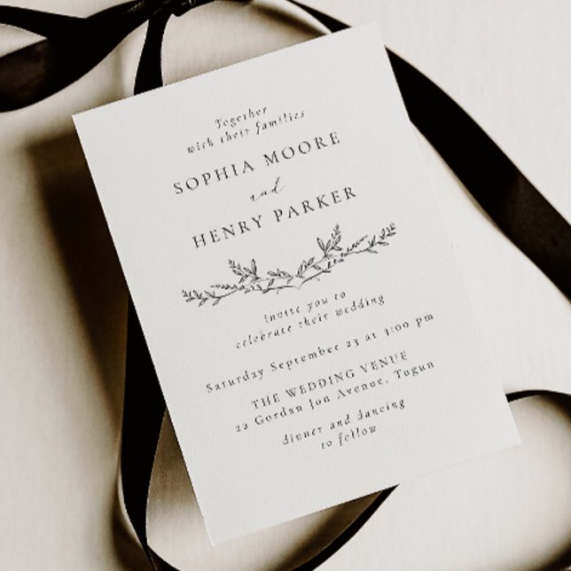 Invitación de boda de arte de línea en blanco y ne (Subido por el creador)