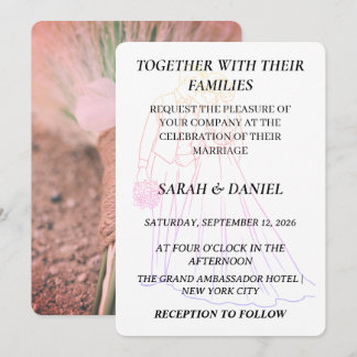 Invitación de boda de arte de línea para pareja mo