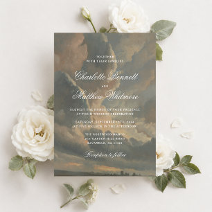 Invitación de boda de arte fino con paisaje de nub