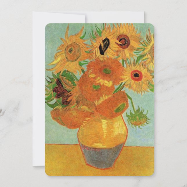 Invitación de boda de arte fino de girasoles de Va (Anverso)