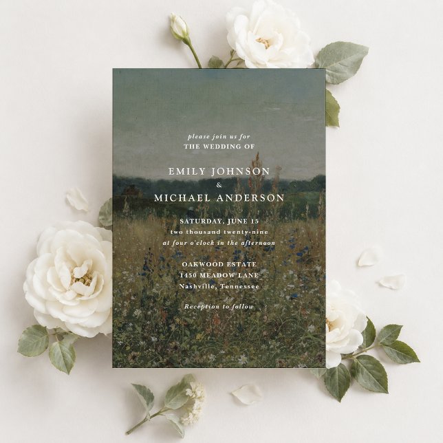 Invitación de boda de arte fino de pradera de flor (Subido por el creador)