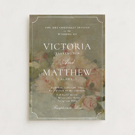 Invitación de boda de arte fino vintage rosas rosa