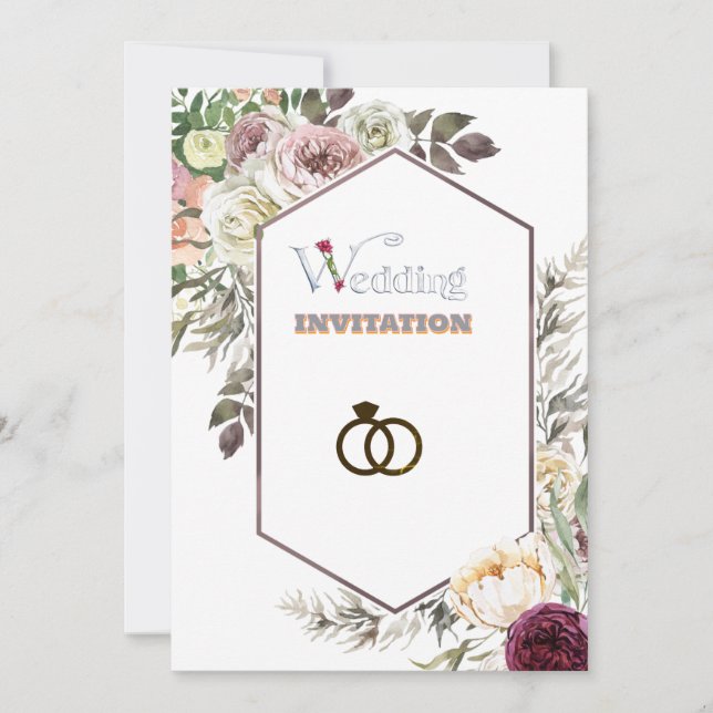 Invitación de Boda de Arte Floral de Lujo (Anverso)