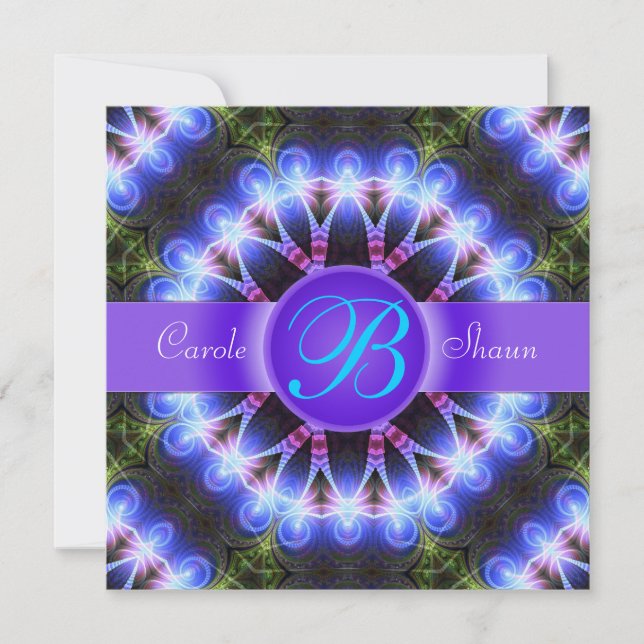 Invitación de boda de arte fractal Flor de Amor (Anverso)