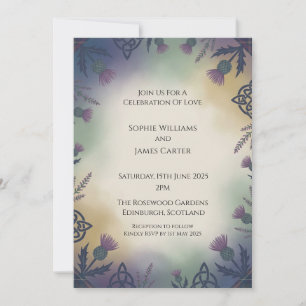 Invitación de boda de arte popular con tartán