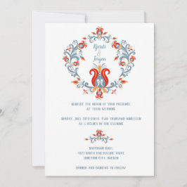 Invitación de Boda de Arte Popular Escandinavo Azu
