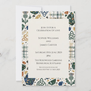Invitación de boda de arte popular escocés