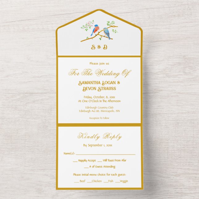 Invitación de Boda de Azulejos Todo en Uno (Interior)