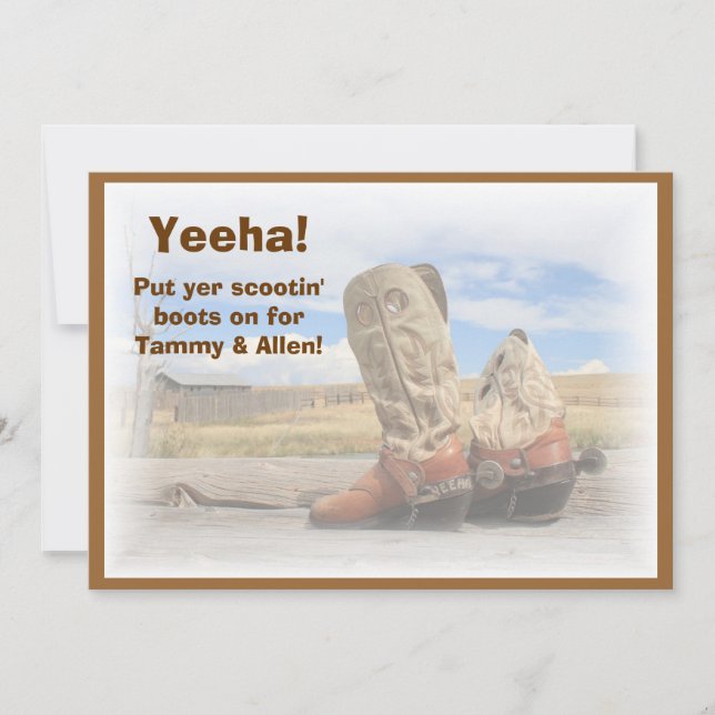 Invitación de Boda de Baile Western Boot Scootin' (Anverso)